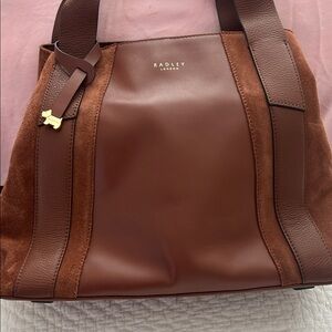 RADLEY LONDON Brown Leather & Suede Shoulder Bag with crossbody strap